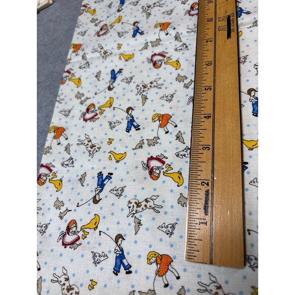 Vintage Cotton Fat Quarter 18x22 Fabric with Playful Childhood Print & Polka Dot - Picture 2 of 4